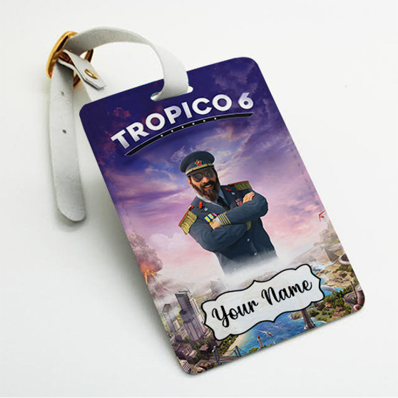Pastele Tropico 6 Custom Luggage Tags Personalized Name PU Leather Luggage Tag With Strap Awesome Baggage Hanging Suitcase Bag Tags Name ID Labels Travel Bag Accessories