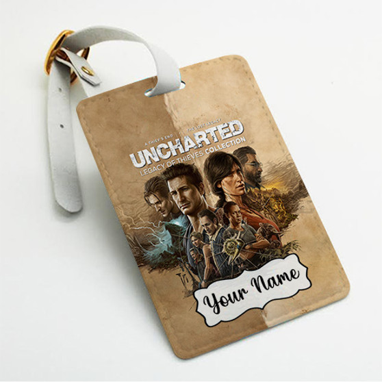 Pastele Uncharted Legacy of Thieves Collection Custom Luggage Tags Personalized Name PU Leather Luggage Tag With Strap Awesome Baggage Hanging Suitcase Bag Tags Name ID Labels Travel Bag Accessories