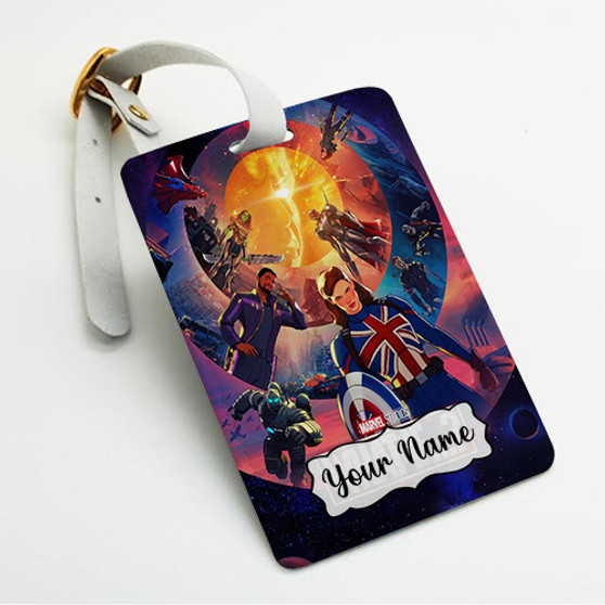 Pastele What If Marvel Custom Luggage Tags Personalized Name PU Leather Luggage Tag With Strap Awesome Baggage Hanging Suitcase Bag Tags Name ID Labels Travel Bag Accessories