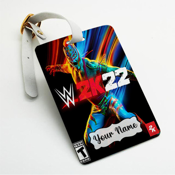 Pastele WWE 2 K22 Custom Luggage Tags Personalized Name PU Leather Luggage Tag With Strap Awesome Baggage Hanging Suitcase Bag Tags Name ID Labels Travel Bag Accessories