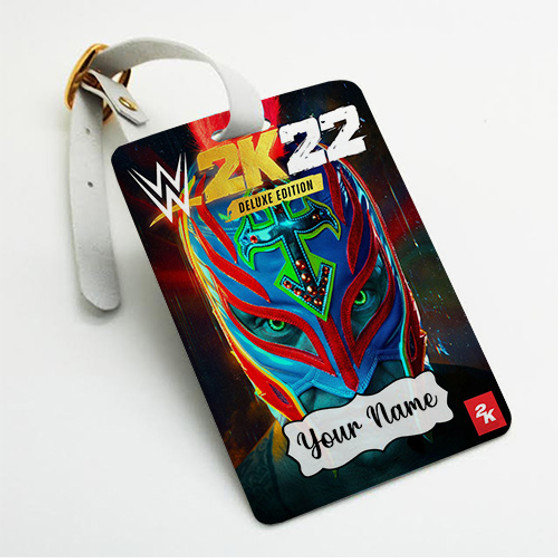 Pastele WWE 2 K22 Games Custom Luggage Tags Personalized Name PU Leather Luggage Tag With Strap Awesome Baggage Hanging Suitcase Bag Tags Name ID Labels Travel Bag Accessories