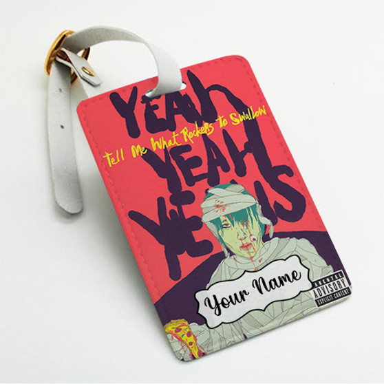 Pastele Yeah Yeah Yeahs Tell Me What Rockers To Swallow Custom Luggage Tags Personalized Name PU Leather Luggage Tag With Strap Awesome Baggage Hanging Suitcase Bag Tags Name ID Labels Travel Bag Accessories