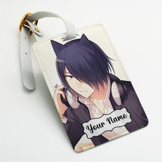 Pastele Yu Ishigami Kaguya sama Custom Luggage Tags Personalized Name PU Leather Luggage Tag With Strap Awesome Baggage Hanging Suitcase Bag Tags Name ID Labels Travel Bag Accessories