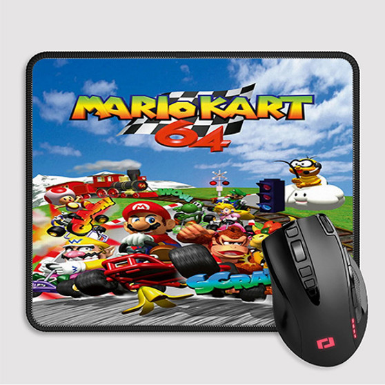 Pastele Mario Kart 64 Custom Mouse Pad Awesome Personalized Printed Computer Mouse Pad Desk Mat PC Computer Laptop Game keyboard Pad Premium Non Slip Rectangle Gaming Mouse Pad
