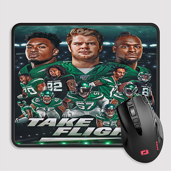 Pastele New York Jets Take Flight Custom Mouse Pad Awesome Personalized Printed Computer Mouse Pad Desk Mat PC Computer Laptop Game keyboard Pad Premium Non Slip Rectangle Gaming Mouse Pad