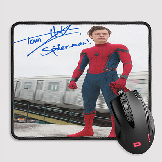 Pastele Tom Holland Spiderman Signed Custom Mouse Pad Awesome Personalized Printed Computer Mouse Pad Desk Mat PC Computer Laptop Game keyboard Pad Premium Non Slip Rectangle Gaming Mouse Pad