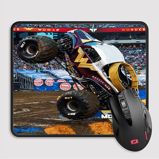 Pastele Wonder Woman Monster Truck Custom Mouse Pad Awesome Personalized Printed Computer Mouse Pad Desk Mat PC Computer Laptop Game keyboard Pad Premium Non Slip Rectangle Gaming Mouse Pad
