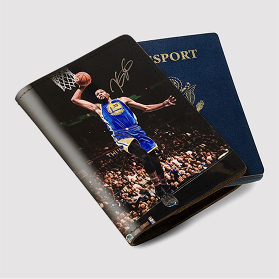 Pastele Kevin Durant Signed Warriors Slam Dunk Custom Passport Wallet Case With Credit Card Holder Awesome Personalized PU Leather Travel Trip Vacation Baggage Cover