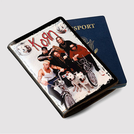 Pastele Korn Band Custom Passport Wallet Case With Credit Card Holder Awesome Personalized PU Leather Travel Trip Vacation Baggage Cover