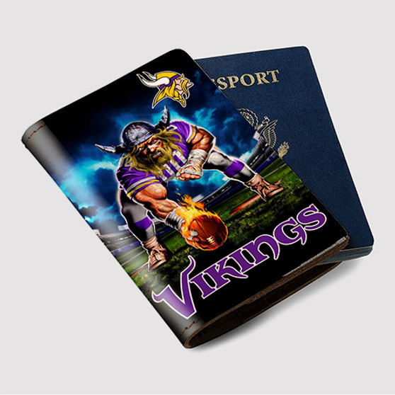 Pastele Minnesota Vikings NFL 2022 Custom Passport Wallet Case With Credit Card Holder Awesome Personalized PU Leather Travel Trip Vacation Baggage Cover