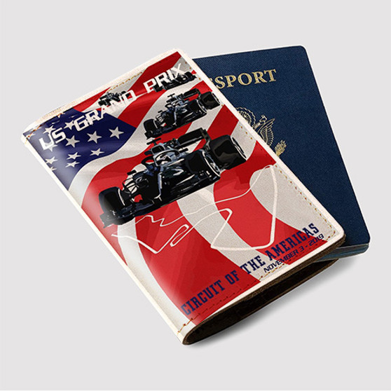Pastele US Grand Prix Circuit Of The Americas Custom Passport Wallet Case With Credit Card Holder Awesome Personalized PU Leather Travel Trip Vacation Baggage Cover