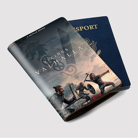 Pastele Vikings Valhalla Custom Passport Wallet Case With Credit Card Holder Awesome Personalized PU Leather Travel Trip Vacation Baggage Cover