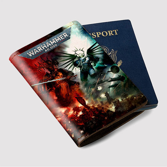 Pastele Warhammer 40 K Custom Passport Wallet Case With Credit Card Holder Awesome Personalized PU Leather Travel Trip Vacation Baggage Cover