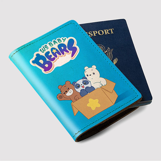 Pastele We Baby Bears Custom Passport Wallet Case With Credit Card Holder Awesome Personalized PU Leather Travel Trip Vacation Baggage Cover