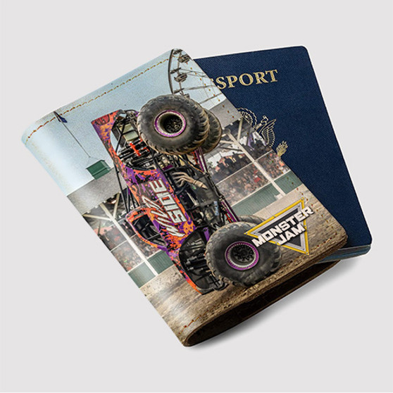 Pastele Wild Side Monster Truck Custom Passport Wallet Case With Credit Card Holder Awesome Personalized PU Leather Travel Trip Vacation Baggage Cover