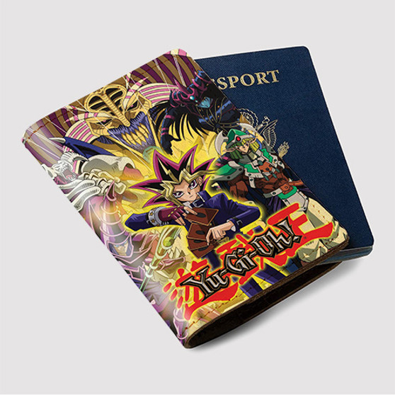 Pastele Yugioh Custom Passport Wallet Case With Credit Card Holder Awesome Personalized PU Leather Travel Trip Vacation Baggage Cover