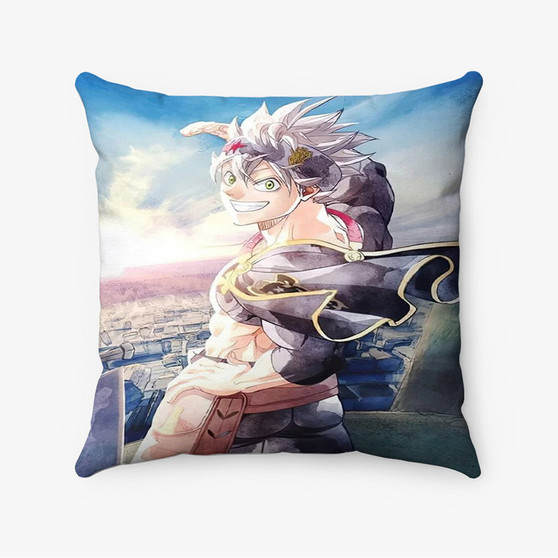 Pastele Asta Black Clover Sword of The Wizard King Custom Pillow Case Awesome Personalized Spun Polyester Square Pillow Cover Decorative Cushion Bed Sofa Throw Pillow Home Decor