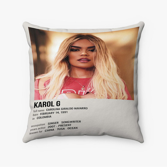 Pastele Karol G Poster Custom Pillow Case Awesome Personalized Spun Polyester Square Pillow Cover Decorative Cushion Bed Sofa Throw Pillow Home Decor