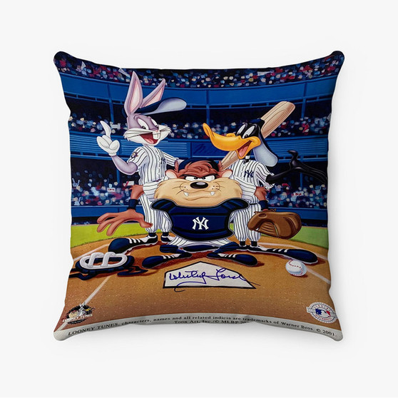 Pastele Looney Tunes New York Yankees Custom Pillow Case Awesome Personalized Spun Polyester Square Pillow Cover Decorative Cushion Bed Sofa Throw Pillow Home Decor