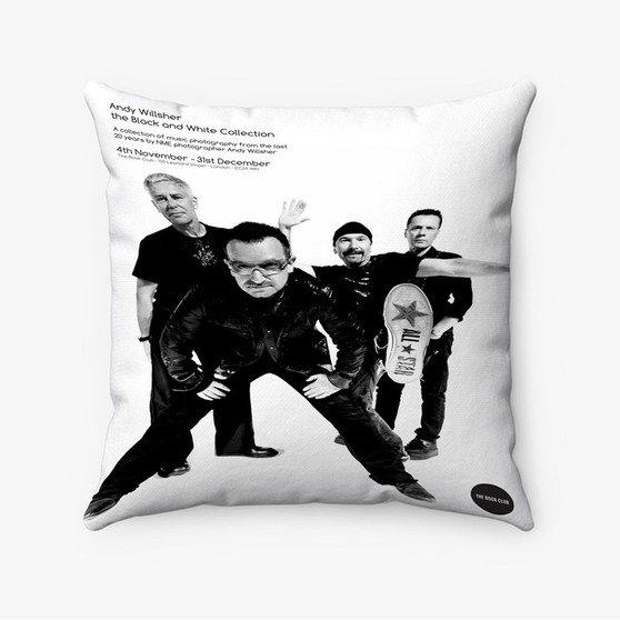 Pastele U2 Band Custom Pillow Case Awesome Personalized Spun Polyester Square Pillow Cover Decorative Cushion Bed Sofa Throw Pillow Home Decor