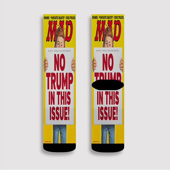 Pastele Alfred E Neuman No Trump Custom Socks Sublimation Awesome Printed Sports Elite Socks Polyester Cushioned Bottoms Gym Gymnastic Running Yoga School Skatebording Basketball Spandex