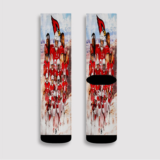 Pastele Arizona Cardinals NFL 2022 Squad Custom Socks Sublimation Awesome Printed Sports Elite Socks Polyester Cushioned Bottoms Gym Gymnastic Running Yoga School Skatebording Basketball Spandex