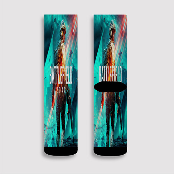 Pastele Battlefield 2042 Custom Socks Sublimation Awesome Printed Sports Elite Socks Polyester Cushioned Bottoms Gym Gymnastic Running Yoga School Skatebording Basketball Spandex