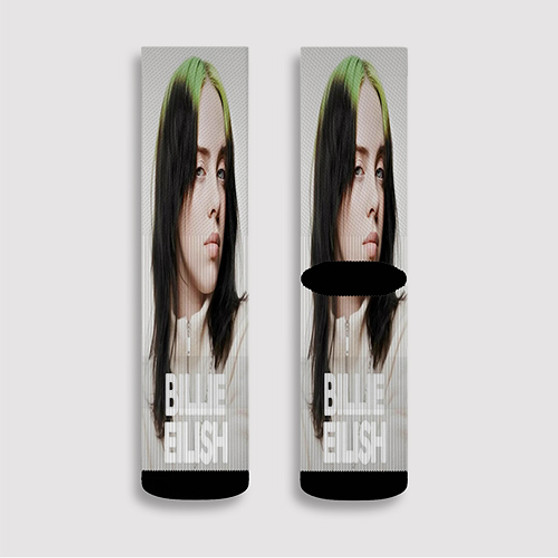 Pastele Billie Eilish Custom Socks Sublimation Awesome Printed Sports Elite Socks Polyester Cushioned Bottoms Gym Gymnastic Running Yoga School Skatebording Basketball Spandex