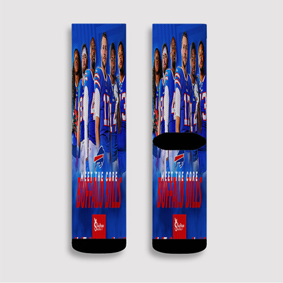 Pastele Buffalo Bills NFL 2022 Squad Custom Socks Sublimation Awesome Printed Sports Elite Socks Polyester Cushioned Bottoms Gym Gymnastic Running Yoga School Skatebording Basketball Spandex