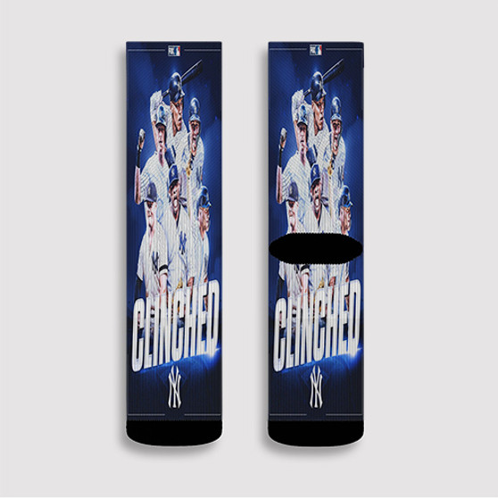 Pastele Clinched New York Yankees Custom Socks Sublimation Awesome Printed Sports Elite Socks Polyester Cushioned Bottoms Gym Gymnastic Running Yoga School Skatebording Basketball Spandex