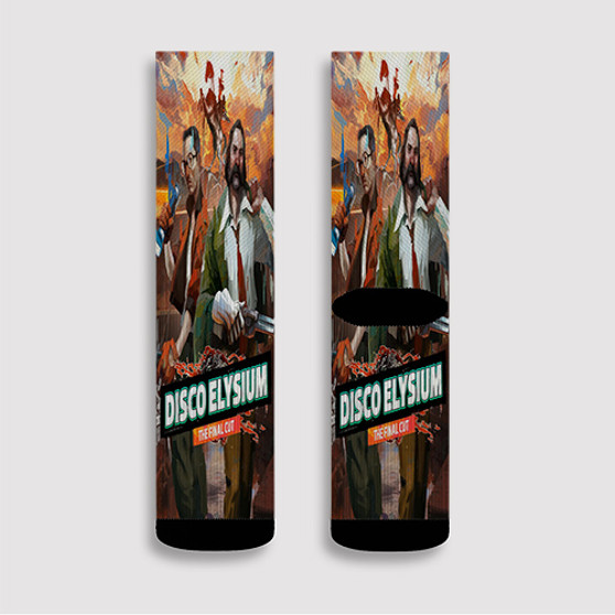 Pastele Disco Elysium The Final Cut Custom Socks Sublimation Awesome Printed Sports Elite Socks Polyester Cushioned Bottoms Gym Gymnastic Running Yoga School Skatebording Basketball Spandex