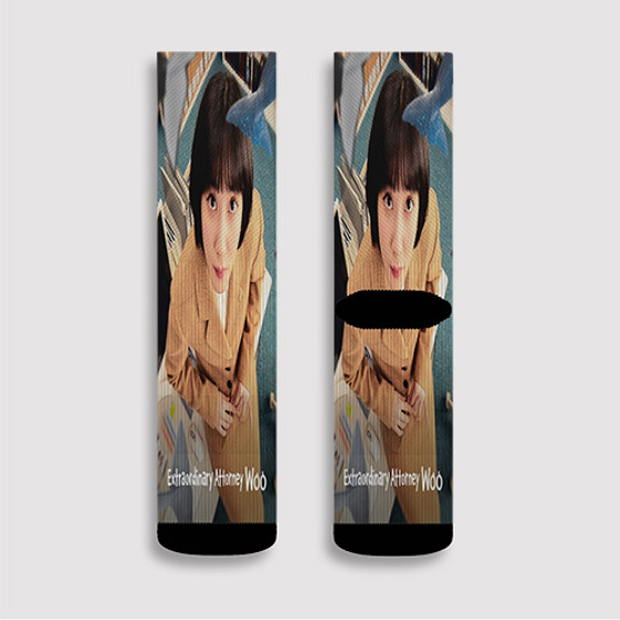Pastele Extraordinary Attorney Woo Custom Socks Sublimation Awesome Printed Sports Elite Socks Polyester Cushioned Bottoms Gym Gymnastic Running Yoga School Skatebording Basketball Spandex