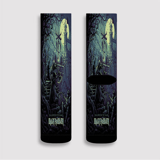 Pastele Fear Of The Dark Iron Maiden Custom Socks Sublimation Awesome Printed Sports Elite Socks Polyester Cushioned Bottoms Gym Gymnastic Running Yoga School Skatebording Basketball Spandex