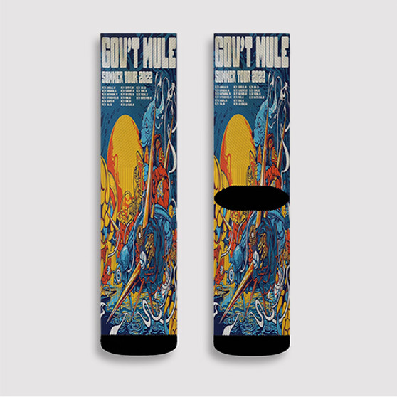 Pastele Govt Mule Summer Tour 2022 Custom Socks Sublimation Awesome Printed Sports Elite Socks Polyester Cushioned Bottoms Gym Gymnastic Running Yoga School Skatebording Basketball Spandex