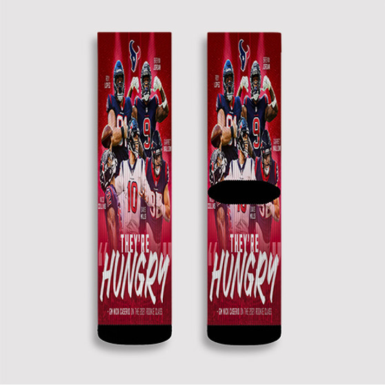 Pastele Houston Texans NFL 2022 Custom Socks Sublimation Awesome Printed Sports Elite Socks Polyester Cushioned Bottoms Gym Gymnastic Running Yoga School Skatebording Basketball Spandex