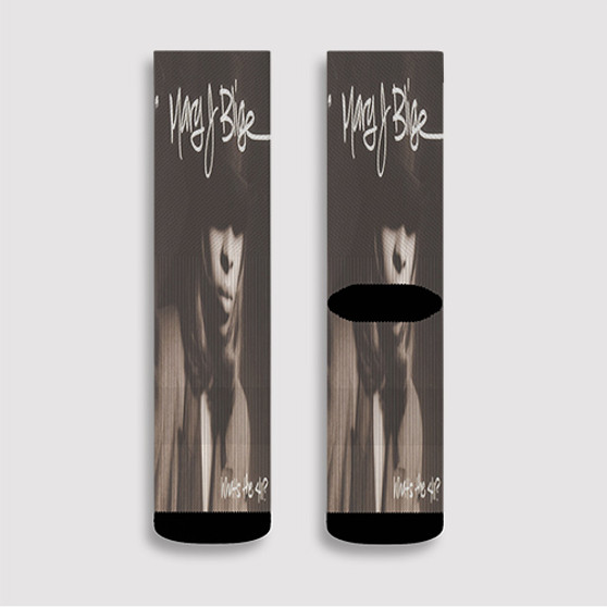 Pastele Mary J Blige Whats The 411 Custom Socks Sublimation Awesome Printed Sports Elite Socks Polyester Cushioned Bottoms Gym Gymnastic Running Yoga School Skatebording Basketball Spandex