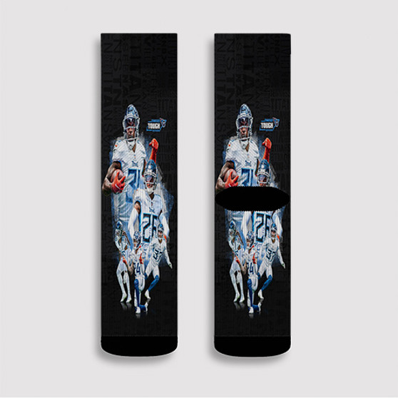 Pastele Tennessee Titans NFL 2022 Custom Socks Sublimation Awesome Printed Sports Elite Socks Polyester Cushioned Bottoms Gym Gymnastic Running Yoga School Skatebording Basketball Spandex