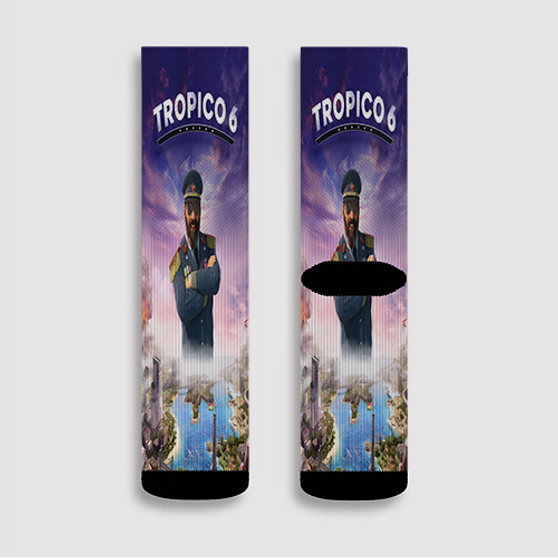 Pastele Tropico 6 Custom Socks Sublimation Awesome Printed Sports Elite Socks Polyester Cushioned Bottoms Gym Gymnastic Running Yoga School Skatebording Basketball Spandex