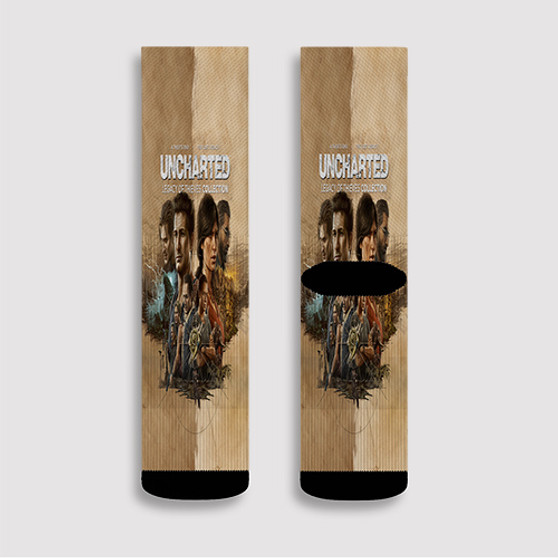 Pastele Uncharted Legacy of Thieves Collection Custom Socks Sublimation Awesome Printed Sports Elite Socks Polyester Cushioned Bottoms Gym Gymnastic Running Yoga School Skatebording Basketball Spandex