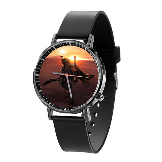 Star Wars The Force Awakens Boba Fett Black Quartz Watch Unisex With Premium Gift Box