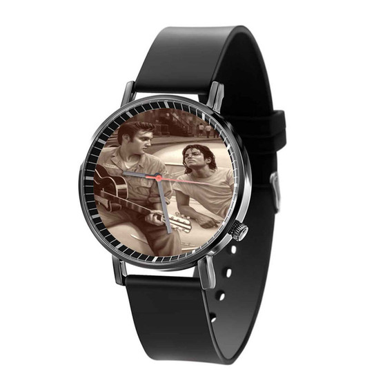 Michael Jackson and Elvis Presley Black Quartz Watch Unisex With Premium Gift Box