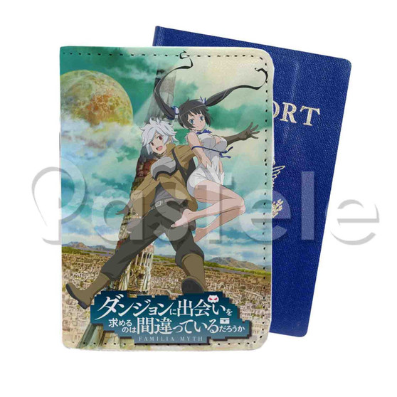 Is It Wrong to Try to Pick Up Girls in a Dungeon Custom PU Leather Passport Travel Baggage Cover
