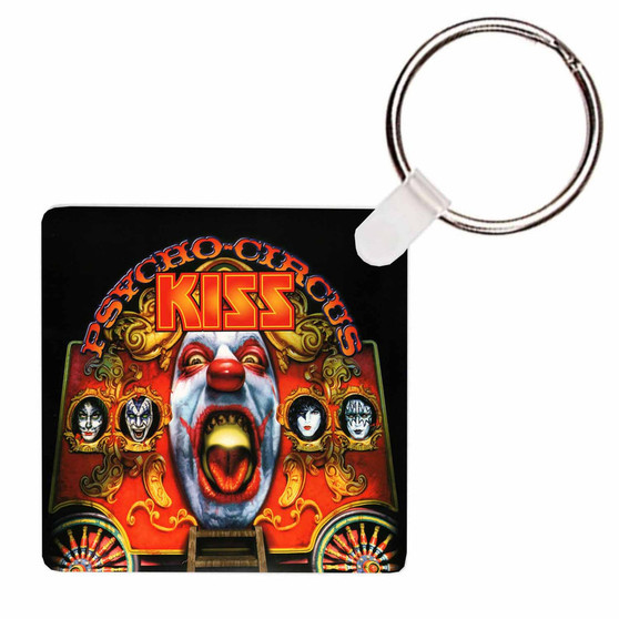 Pastele Kiss Psycho Circus 1998 Custom Square Keychain Key Ring Gift for Anniversary Gift Valentine's Day Jewelry Necklaces Pendant