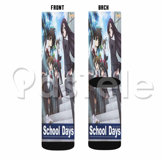 School Days Custom Sublimation Printed Socks Polyester Acrylic Nylon Spandex