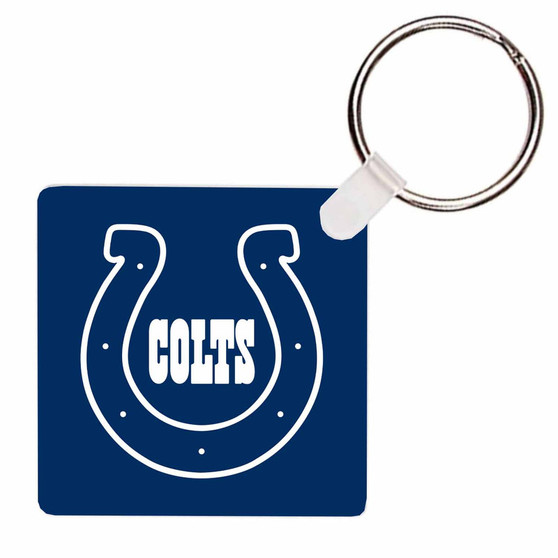 Pastele Indianapolis Colts NFL Art Custom Square Keychain Key Ring Gift for Anniversary Gift Valentine's Day Jewelry Necklaces Pendant