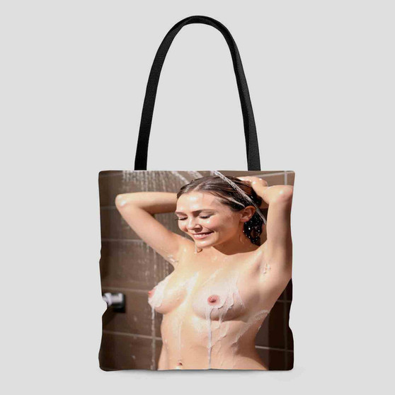 Pastele Elizabeth Olsen Nude Custom Tote Bag Personalized Awesome Unisex Polyester Cotton Bag AOP All Over Print Tote Bag School Work Travel Bags Fashionable Totebag