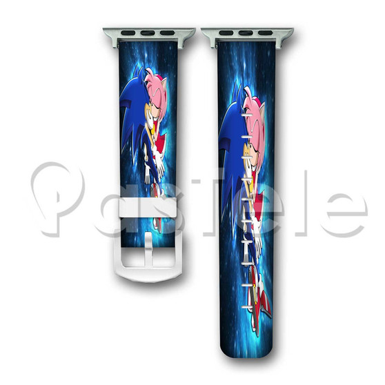 Sonic X and Sonamy Kiss Custom Personalized Apple Watch Band 38mm 40mm 42mm 44mm Leather PU