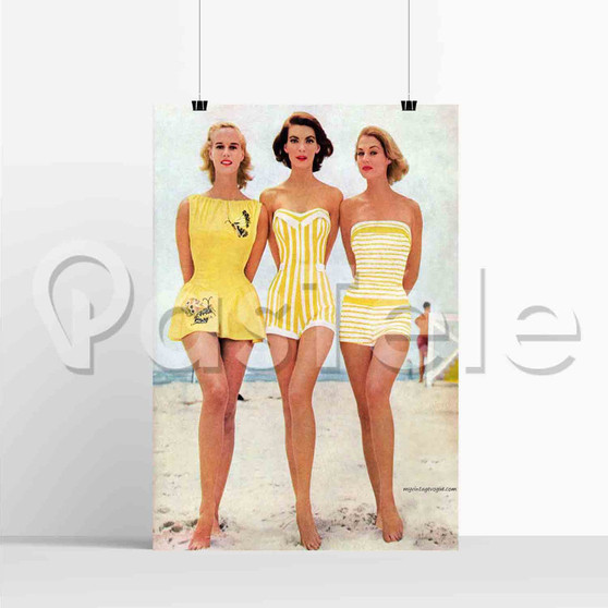 1950 s womens bathing suits Silk Poster Print Wall Decor 20 x 13 Inch 24 x 36 Inch Home Decor