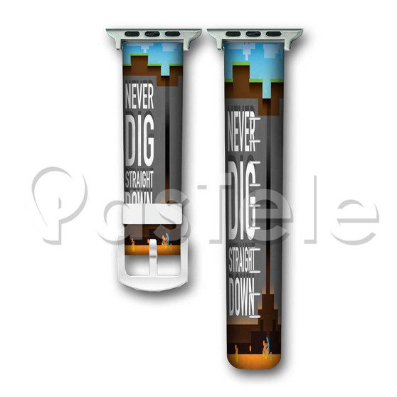 Minecraft Never Dig Straight Down Custom Personalized Apple Watch Band 38mm 40mm 42mm 44mm Leather PU Watch