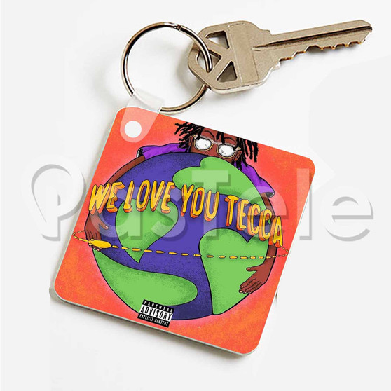 Lil Tecca We Love You Tecca Custom Art Keychain Key Ring Jewelry Necklaces Pendant Two Sides
